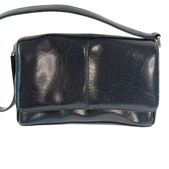 Liz Claiborne Navy Blue Women's Shoulder Purse Vintage Faux Leather 90s Mini Bag - Picture 3 of 11